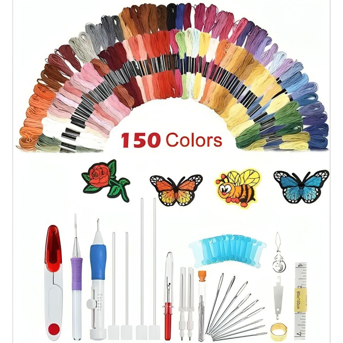 OEM - Kit 187 Pcs Aguja Magica E Hilos Para Bordar 150 Colores