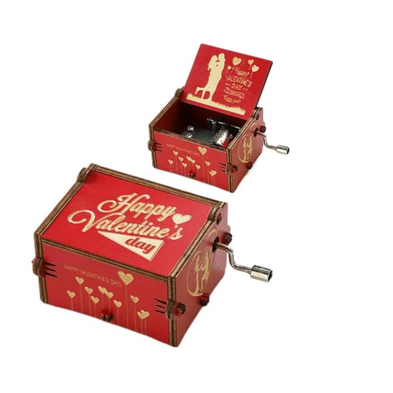 GENERICO - CAJA MUSICAL DE MADERA  HAPPY VALENTINE'S DAY