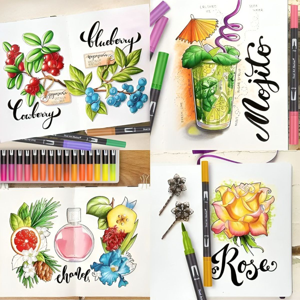 OEM - 100 Marcadores De Doble Punta Tipo Pincel Colores