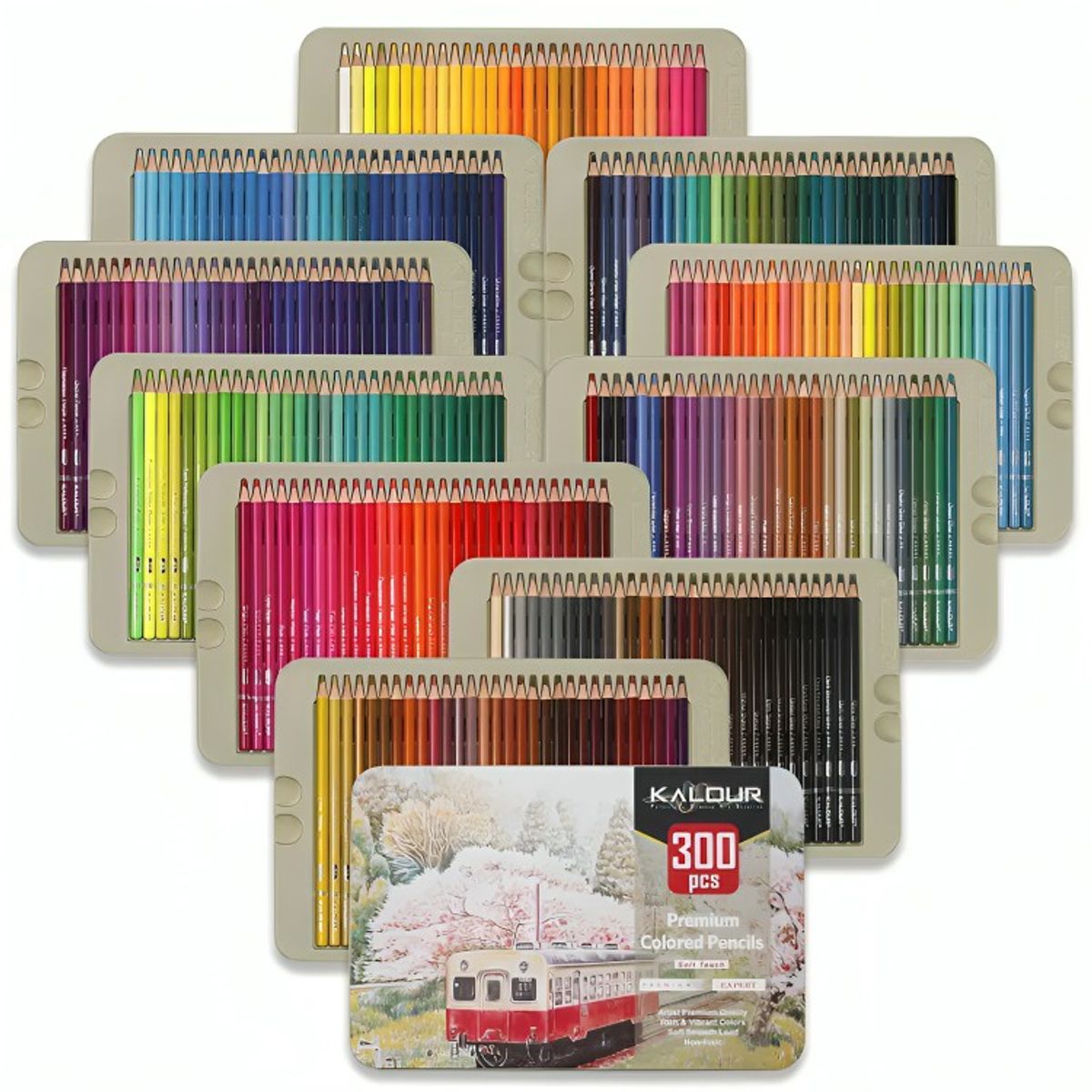 OEM - Set 300 Lapices Colore Arte Profesional Dibujo Caja Metálica