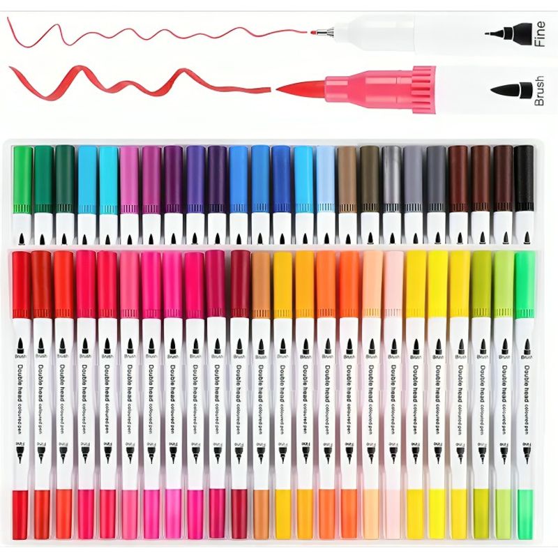 OEM - 48 Marcadores De Doble Punta Tipo Pincel Colores