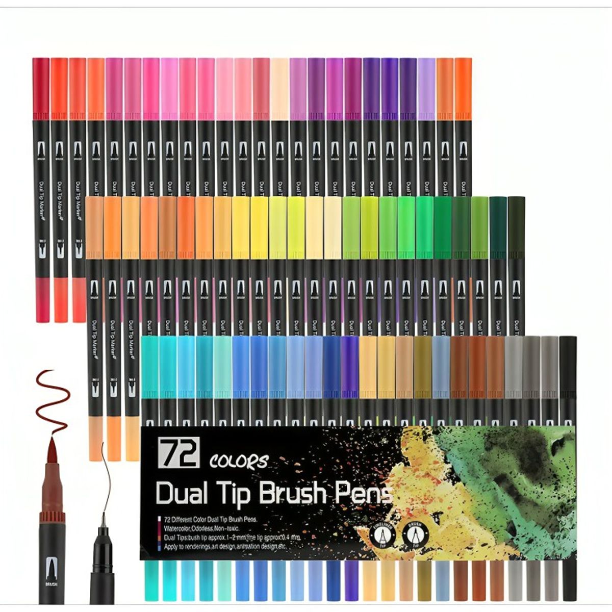 OEM - 72 Marcadores De Doble Punta Tipo Pincel Colores