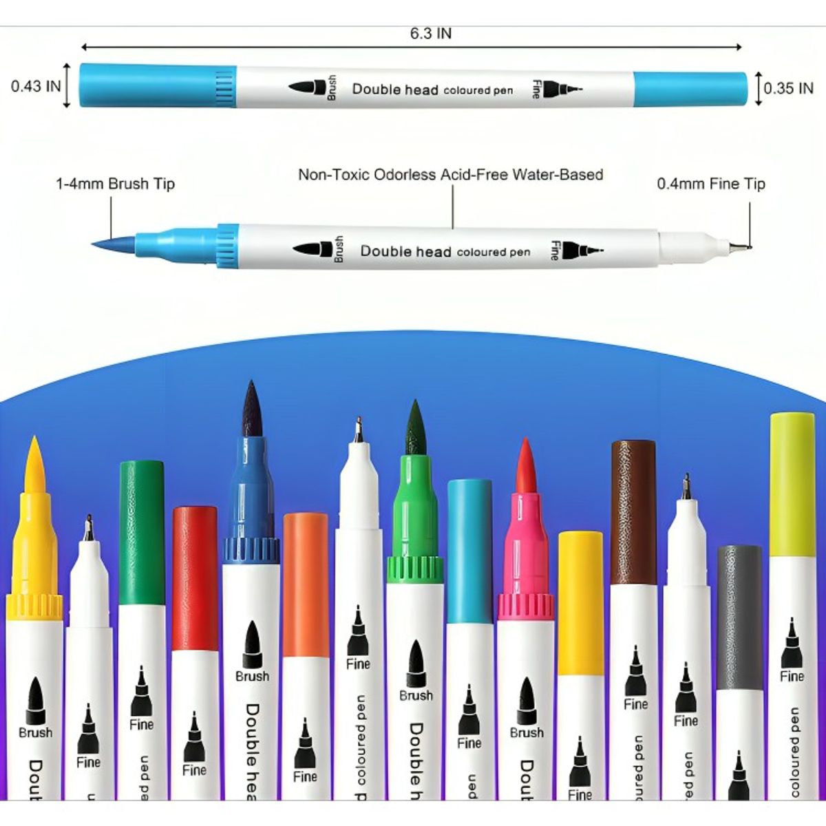 OEM - 48 Marcadores De Doble Punta Tipo Pincel Colores