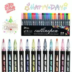 OEM - 24 Marcadores Rotuladores Mágicos Doble Línea Metalizados