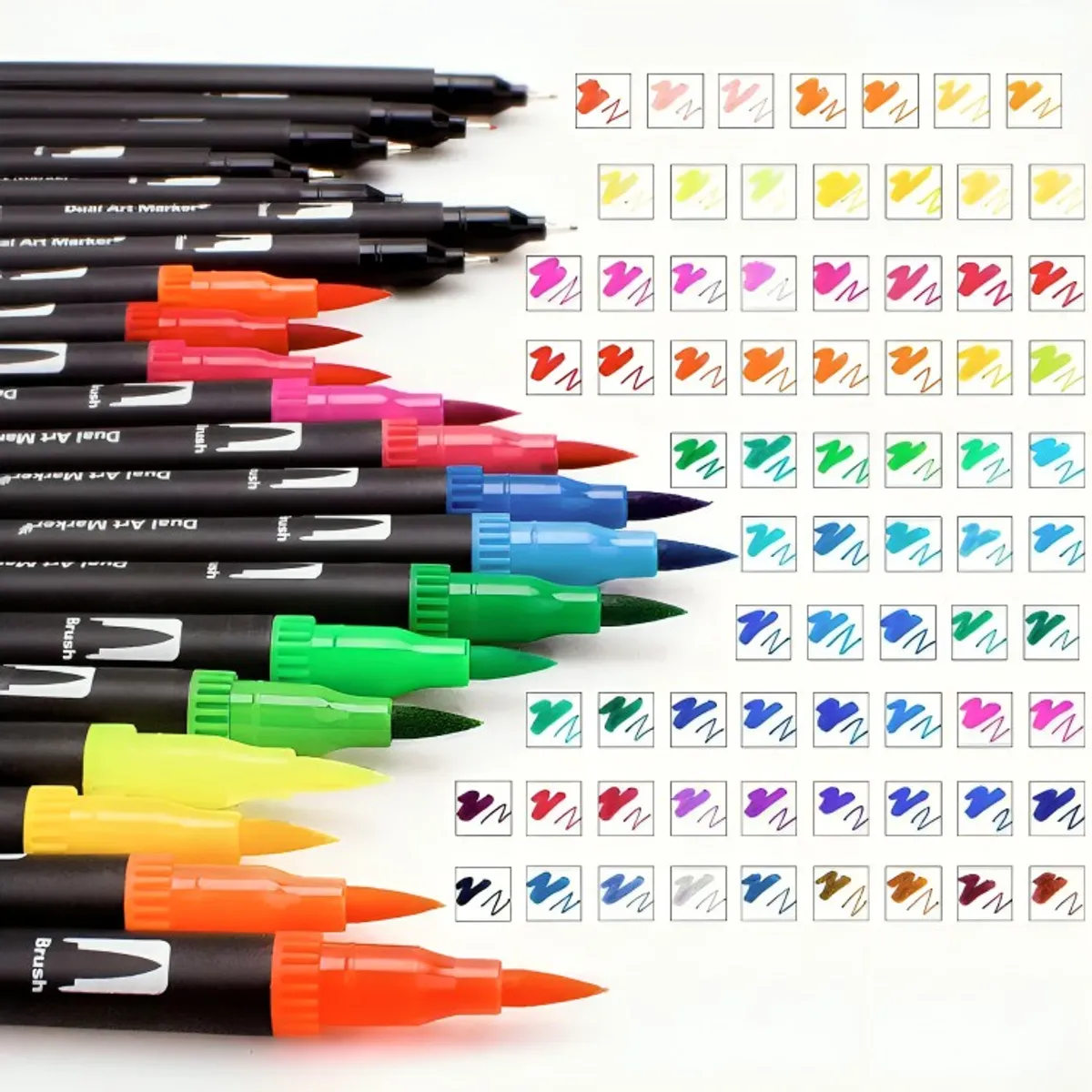 OEM - 132 Marcadores De Doble Punta Tipo Pincel Colores