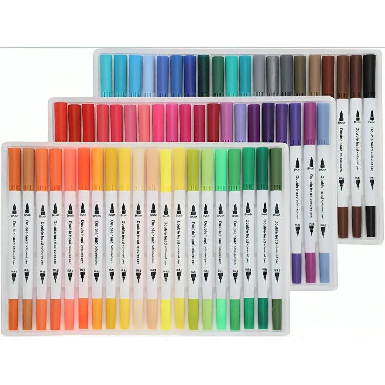 60 Marcadores De Doble Punta Tipo Pincel Colores