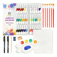 OEM - Kit De Pintura 59 Pzs Pintura Acrílica Pinceles Paleta