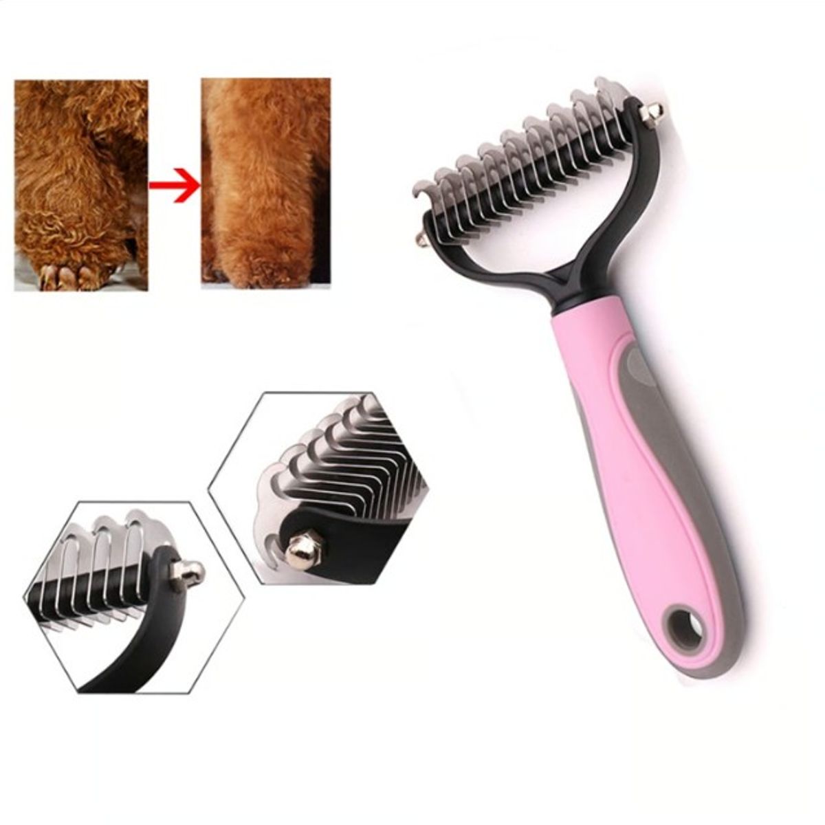 GENERICO - Cepillo Elimina Nudos Y Pelo Muerto Deslanador Razas Grandes