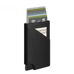 LEVURETT - TARJETERO DE CUERO Y ALUMINIO CON DESLIZADOR PARA HOMBRE - LV501N