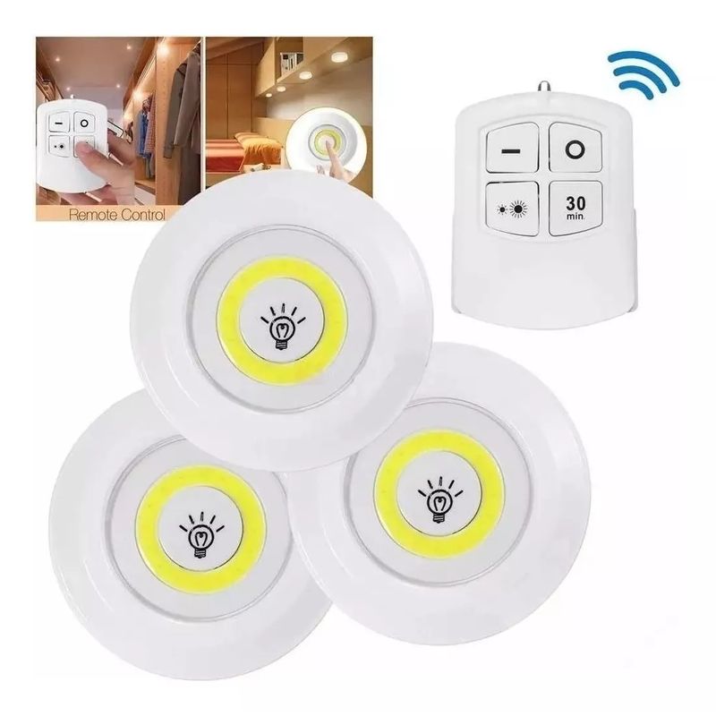 GENERICO - Set 3 Luces Led De Emergencia Inalámbricas Control Remoto
