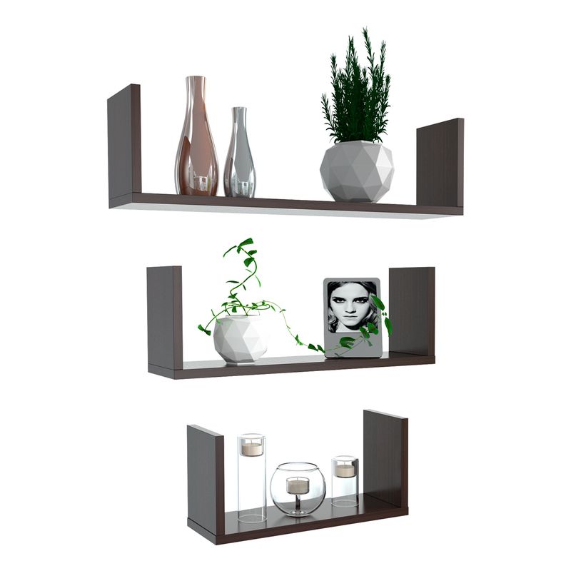 INVAL - Set 3 Repisas Flotantes Wengue  RE8932