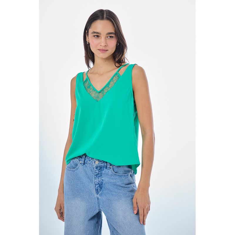 IO - Blusa Sin Mangas Verde Musgo Mujer Io_.