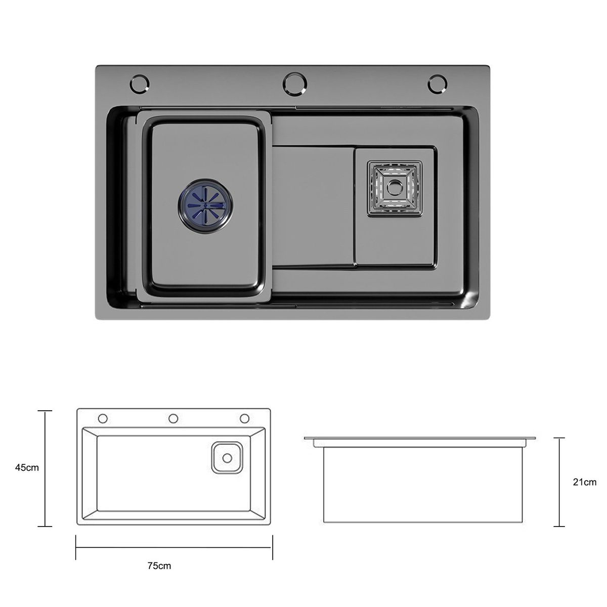 BITART - Set lavavajillas empotrado acero inoxidable 75x45x21cm para lavado