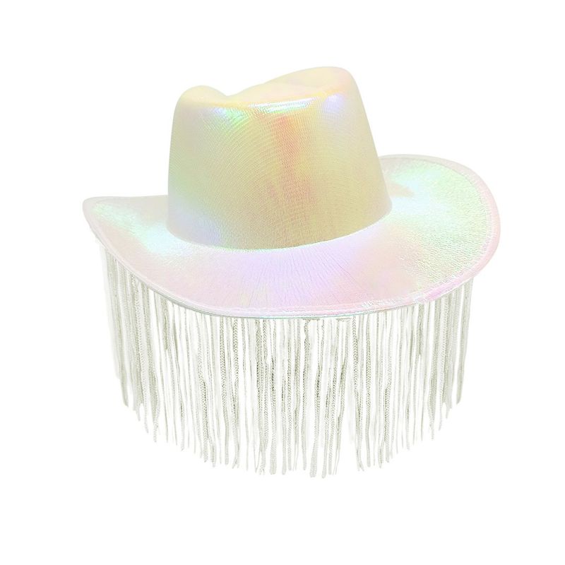 GENERICO - GORRO VAQUERO TIRAS NACARADO BLANCO X1 UNI