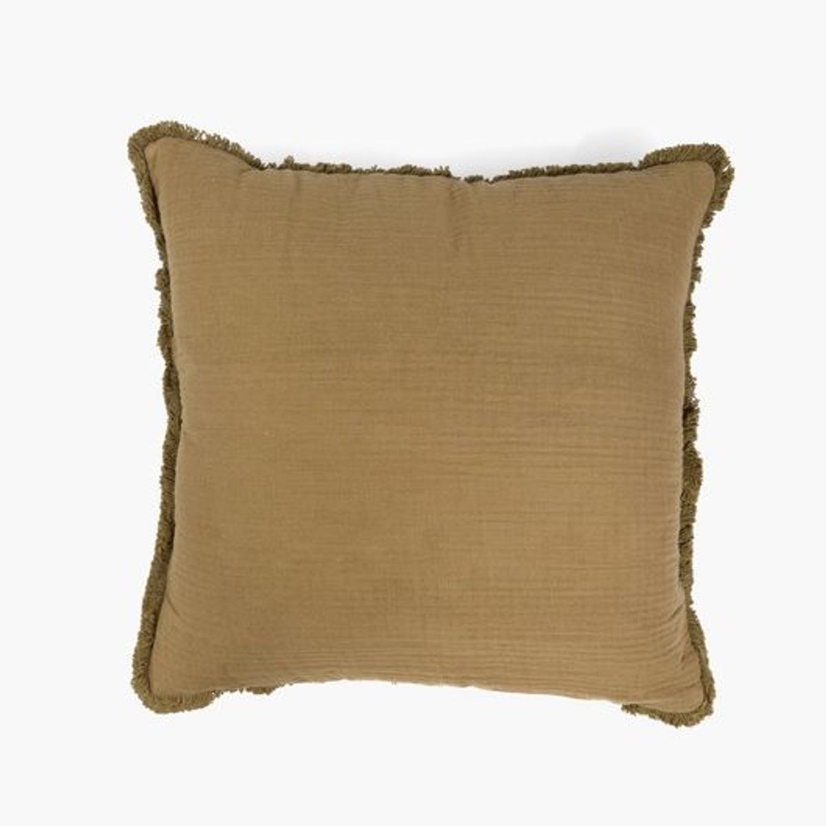 LOUNGE - Cojín Algodón Gauze Flecos 45 X 45 Cm Verde LOUNGE