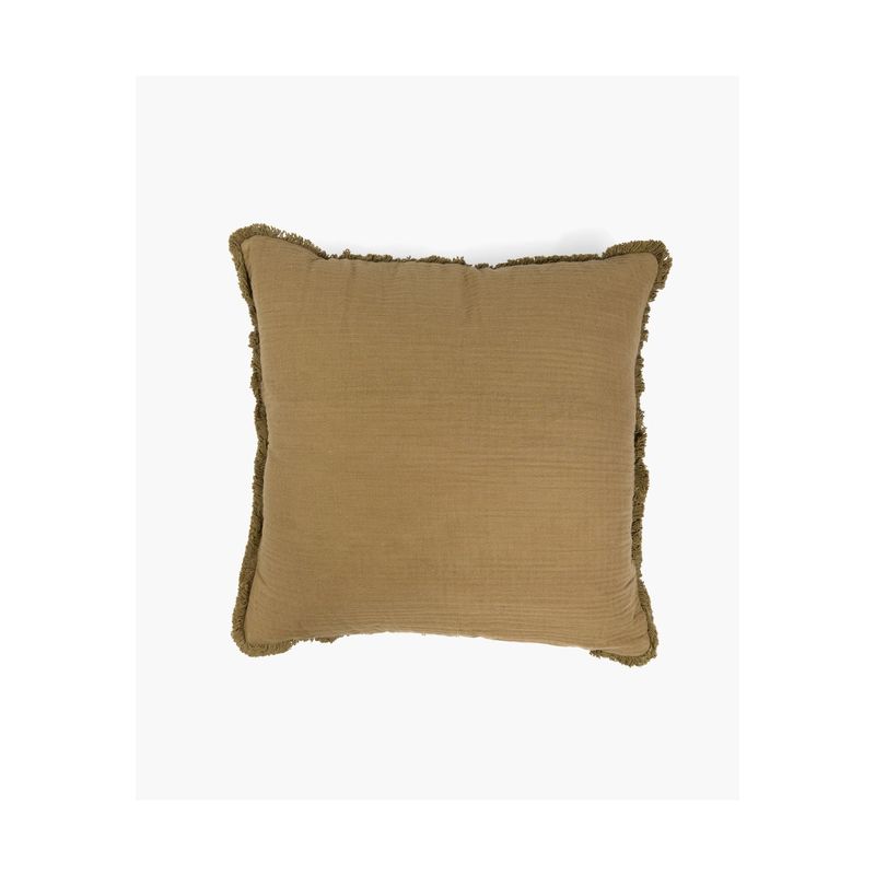 LOUNGE - Cojín Algodón Gauze Flecos 45 X 45 Cm Verde LOUNGE