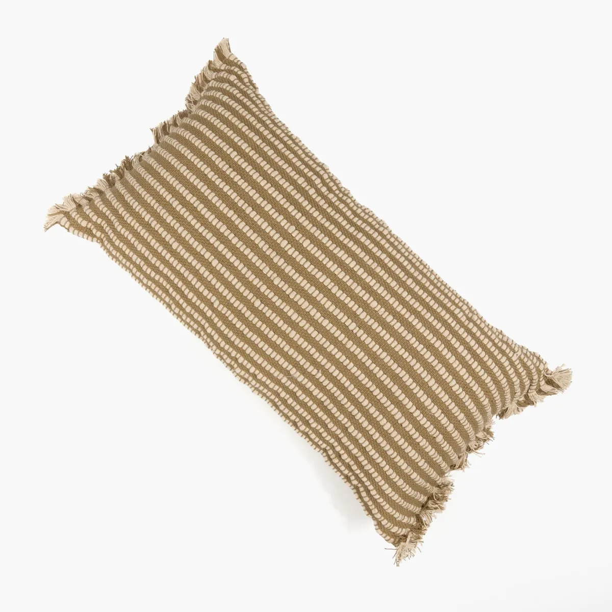 LOUNGE - Cojín Boho Algodón Costuras 30 X 60 Cm Verde LOUNGE