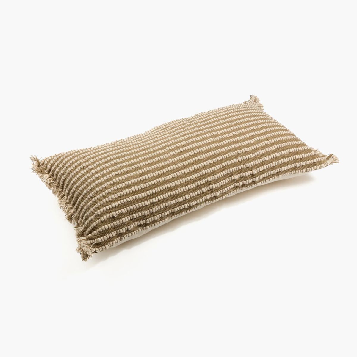 LOUNGE - Cojín Boho Algodón Costuras 30 X 60 Cm Verde LOUNGE