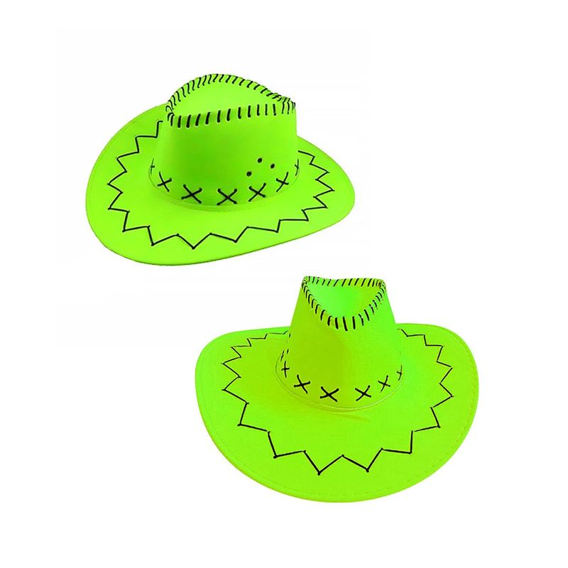 GENERICO - SOMBRERO VAQUERO FLUOR VERDE X1 UNI