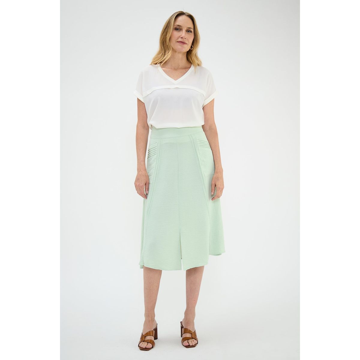 MA GRIFFE - Falda Larga Verde Agua Mujer Magriffe