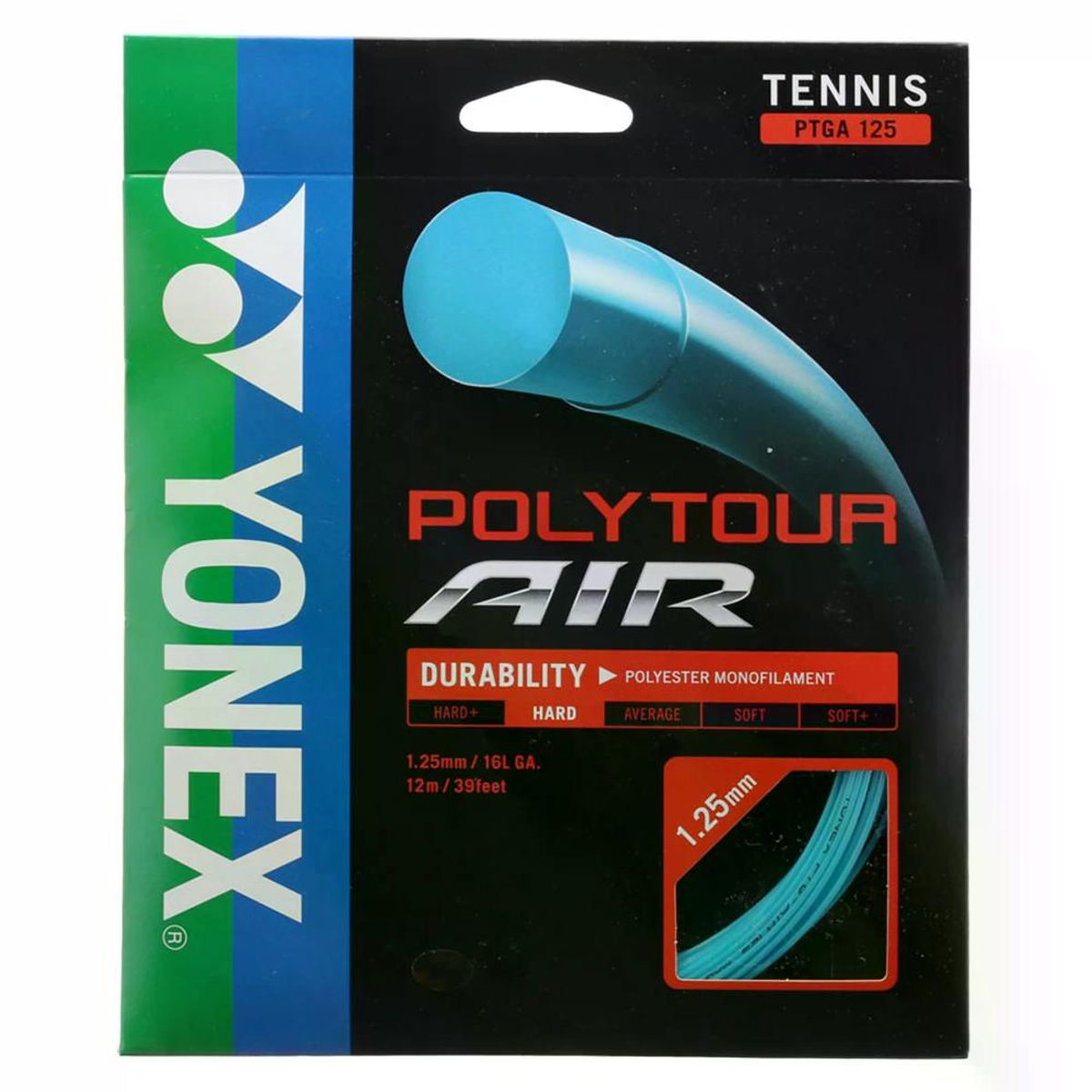 YONEX - Set Cuerda Tenis POLY TOUR AIR 125  16L Celeste