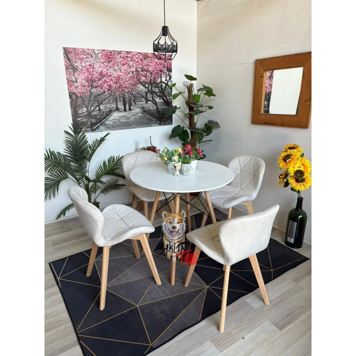 GENERICO - Comedor Rusia Mesa eames 80D + Silla Velvet Blanca
