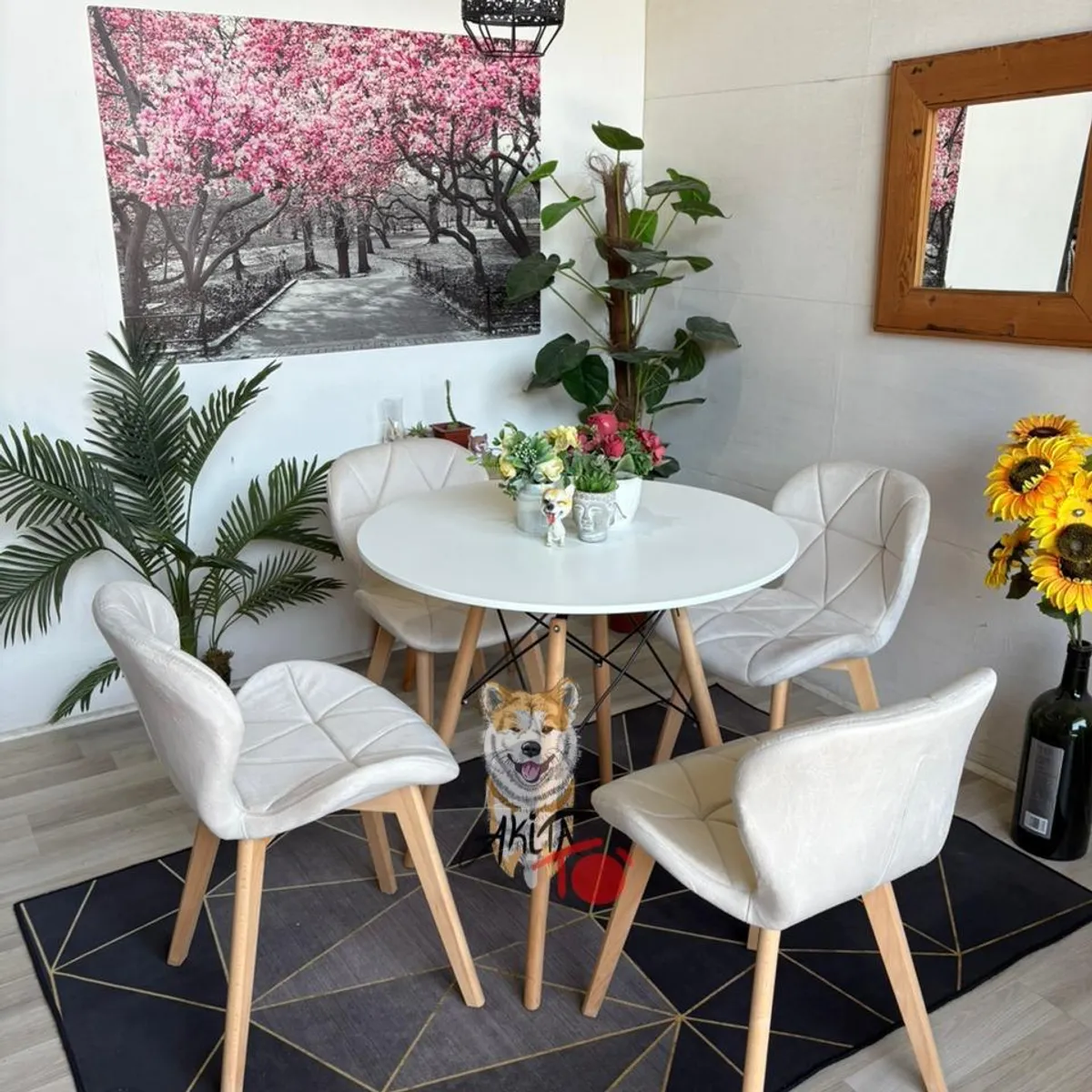 GENERICO - Comedor Rusia Mesa eames 80D + Silla Velvet Blanca