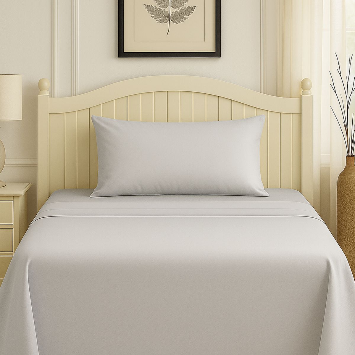 CLEMS CORTINAS - Set de Sábanas 1.5 Plazas Gris Claro