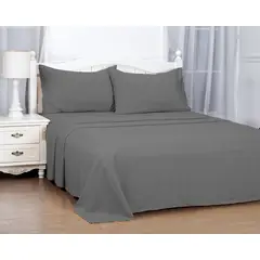 CLEMS CORTINAS - Set de Sábanas King Gris Oscuro