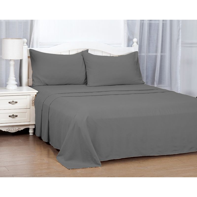 CLEMS CORTINAS - Set de Sábanas 2 Plazas Gris Oscuro
