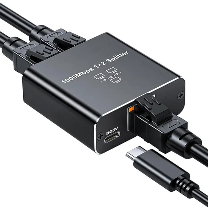 GENERICO - Adaptador Splitter Red Rj45 Lan Ethernet 1gbps + Cable Carga