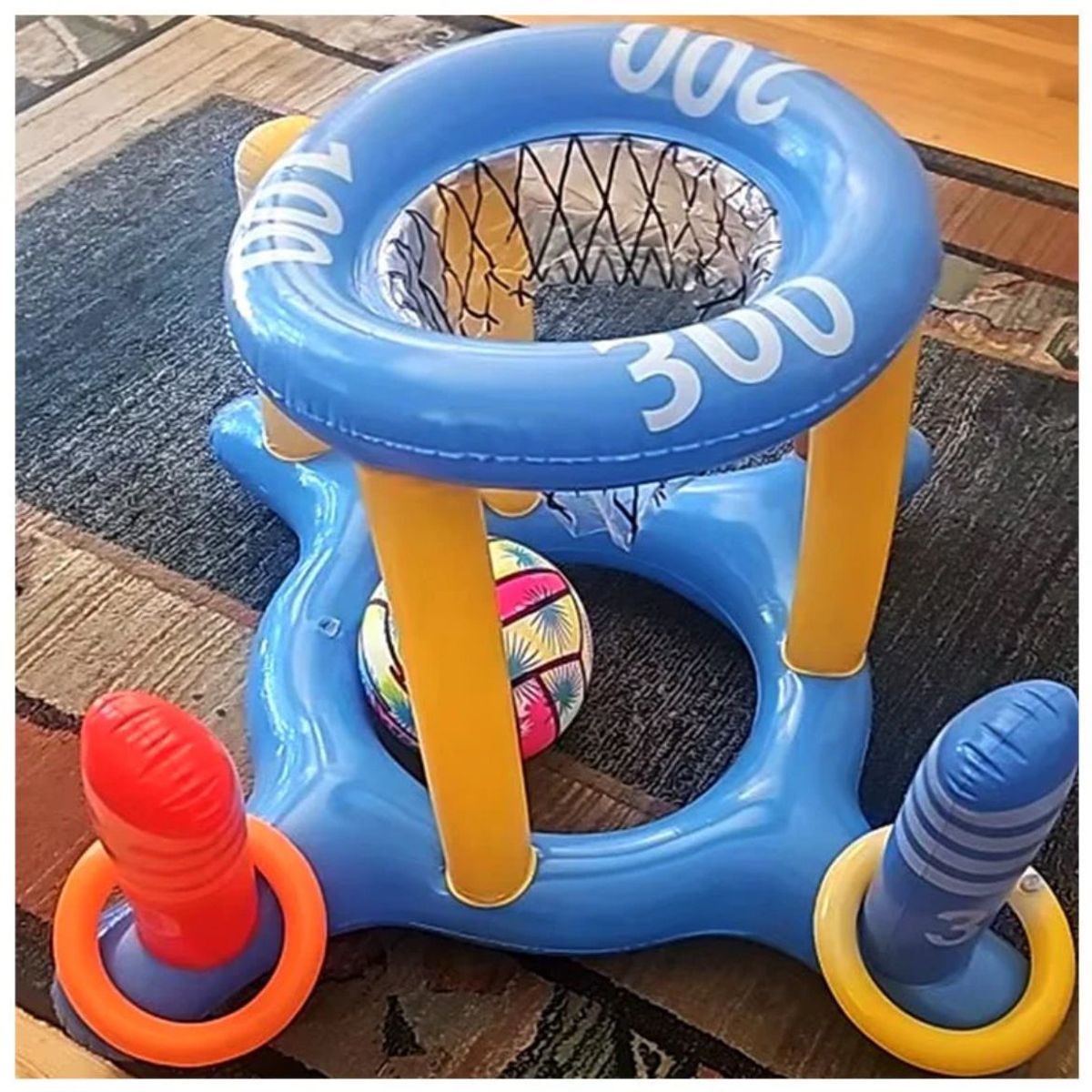 GENERICO - Juego Inflable 3 en1 Piscina Aro Basquet,  Anillos, Pelota