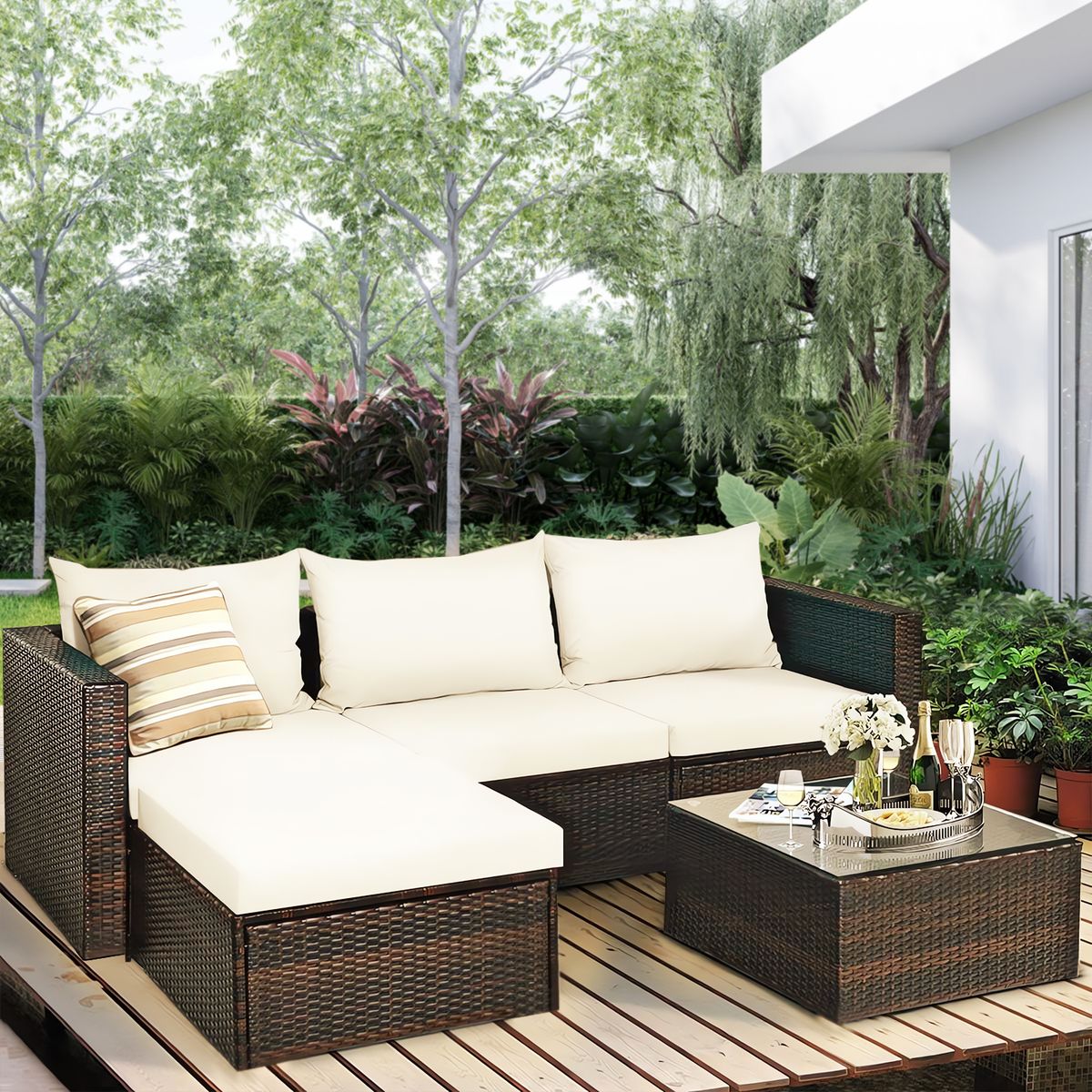 NOVAHUS - Seccional Intercambiable 3 Cuerpos Terraza Sofa + Mesa Café