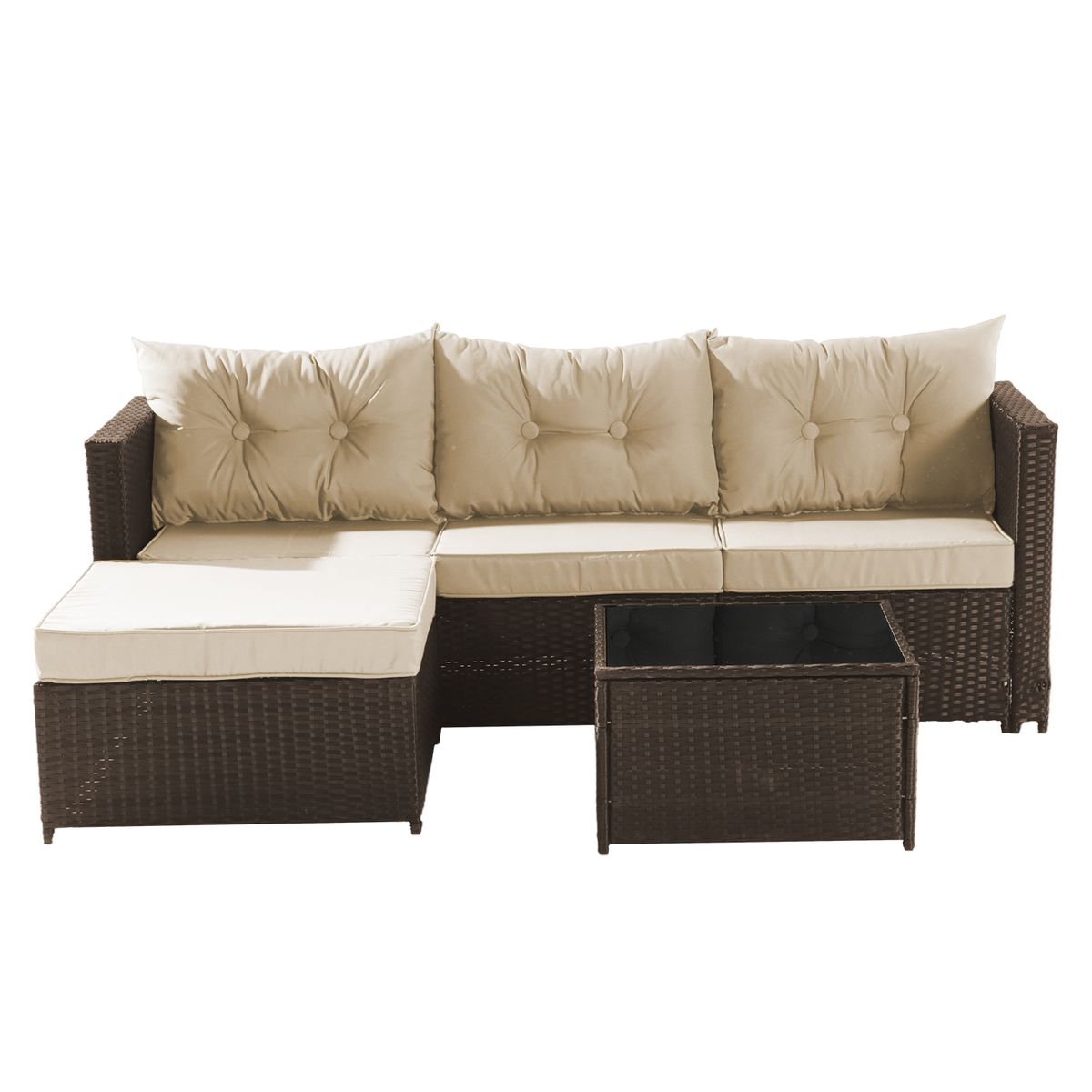 NOVAHUS - Seccional Intercambiable 3 Cuerpos Terraza Sofa + Mesa Café