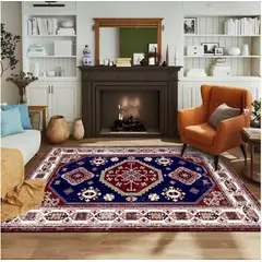 GENERICO - ALFOMBRA ANTIDESLIZANTE 180x200 CM CON DISEÑO AZUL CLASICO TF