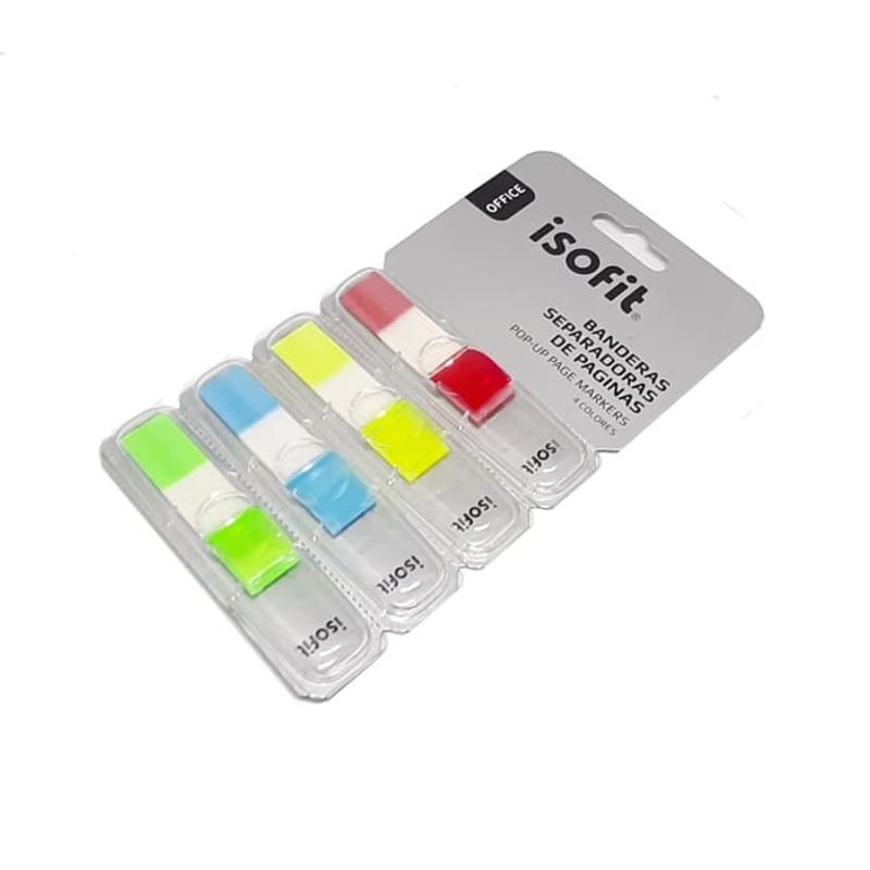 ISOFIT - Blister Bandera Separadora De Pagina 4 Colores Isofit
