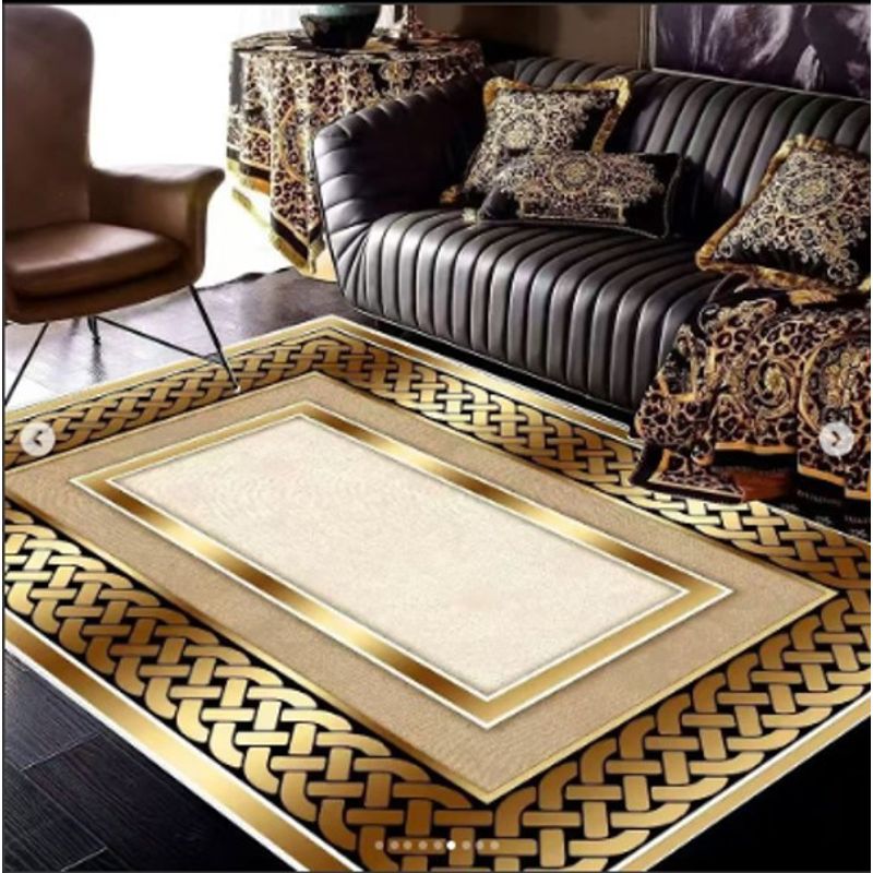 GENERICO - ALFOMBRA ANTIDESLIZANTE 180x200 CM CON DISEÑO DORADO TF