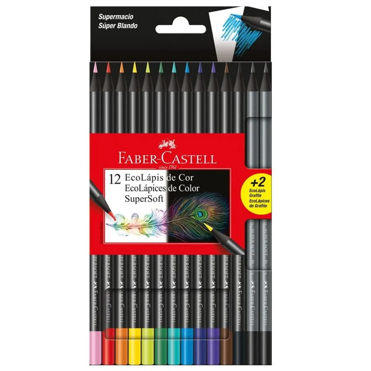 FABER-CASTELL - Lapices 12Col Supersoft + 2Grafitos Ecolapiz Faber Castel
