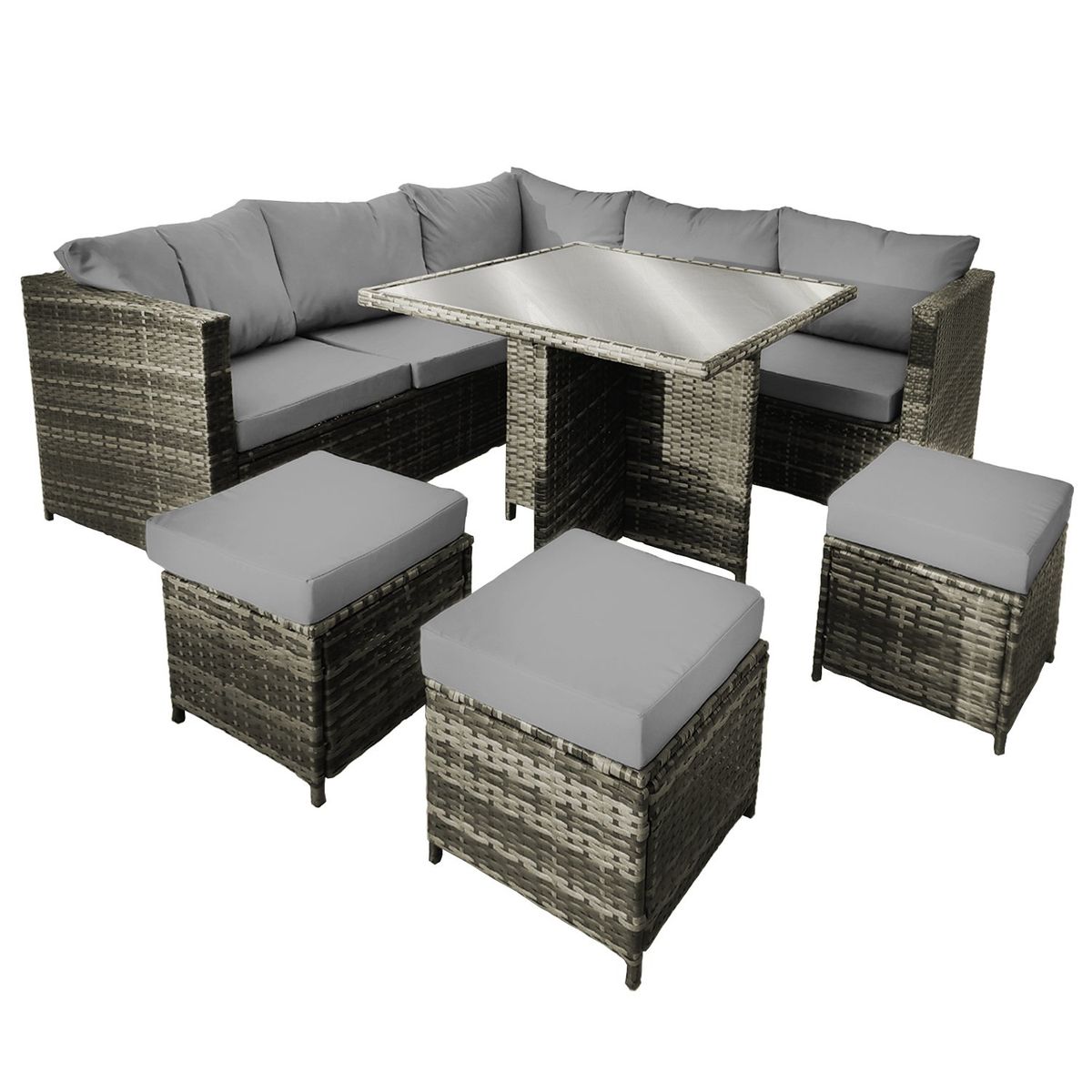 NOVAHUS - Juego De Comedor Terraza 7 Piezas Sicilia Café