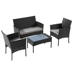 NOVAHUS - Set Terraza 4 Piezas Positano Eco Negro