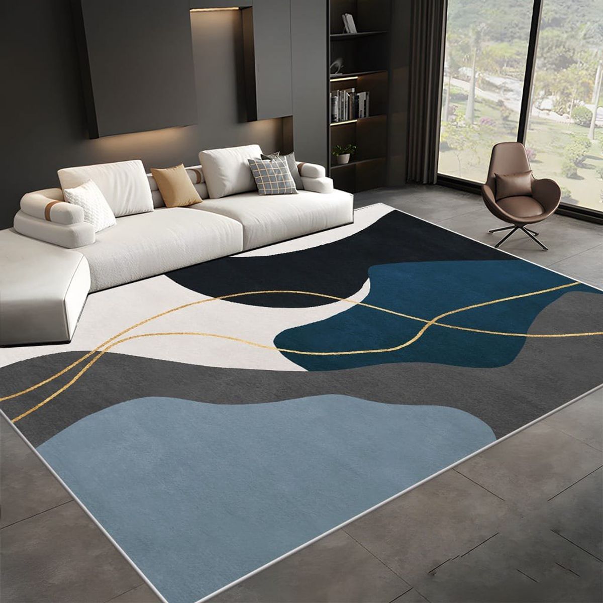 GENERICO - ALFOMBRA ANTIDESLIZANTE 180x200 CM CON DISEÑO ASTRACTO TF