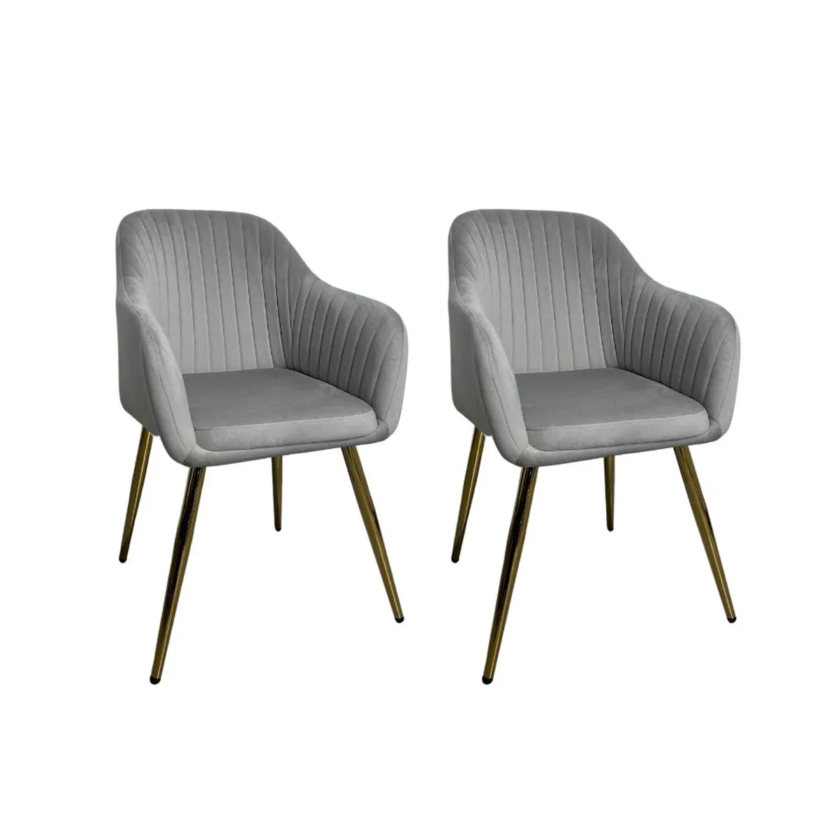 GENERICO - Pack de 2 Sitiales Nieves terciopelo Gris patas doradas