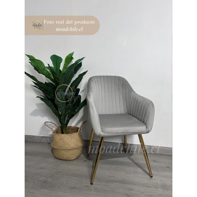 Imagen 2 del producto Pack de 2 Sitiales Nieves terciopelo Gris patas doradas