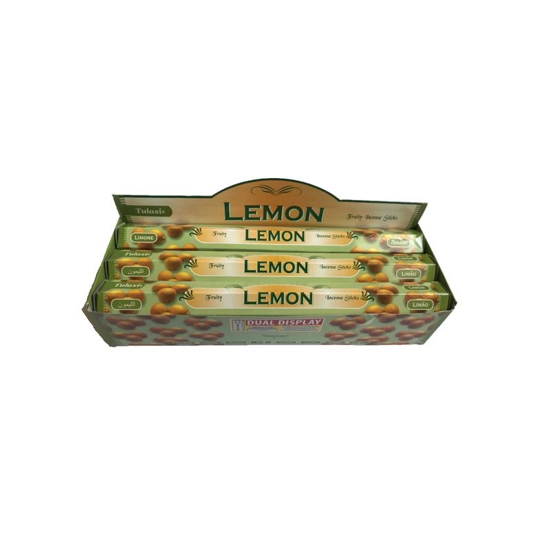 GENERICO - Incienso Aroma Limon Caja 6 Tubos Hexagonales 120 Varas