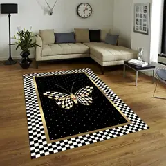 GENERICO - ALFOMBRA ANTIDESLIZANTE 200x240 CM CON DISEÑO MARIPOSA TF