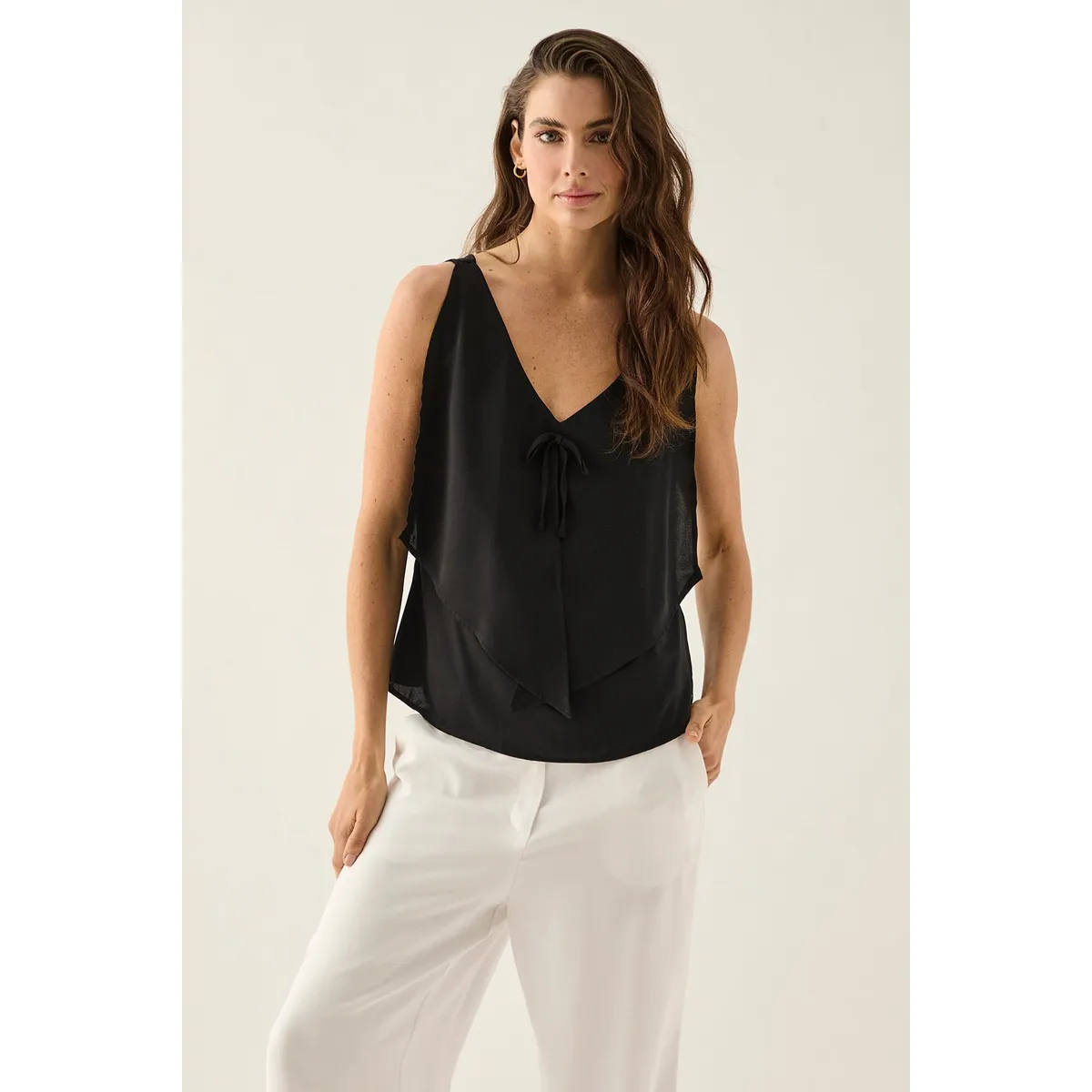 ASH - Blusa Sin Mangas Negro Mujer Ash