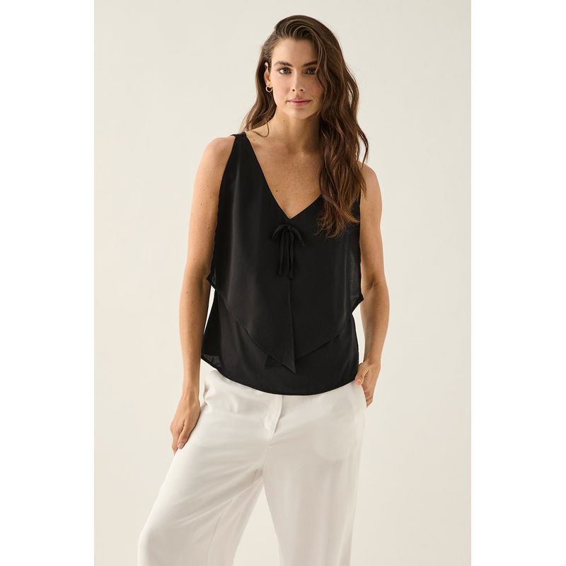 ASH - Blusa Sin Mangas Negro Mujer Ash