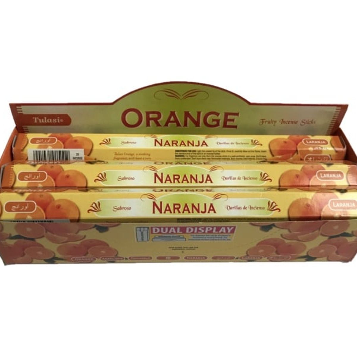 GENERICO - Incienso Aroma Naranja Caja 6 Tubos Hexagonales 120 Varas