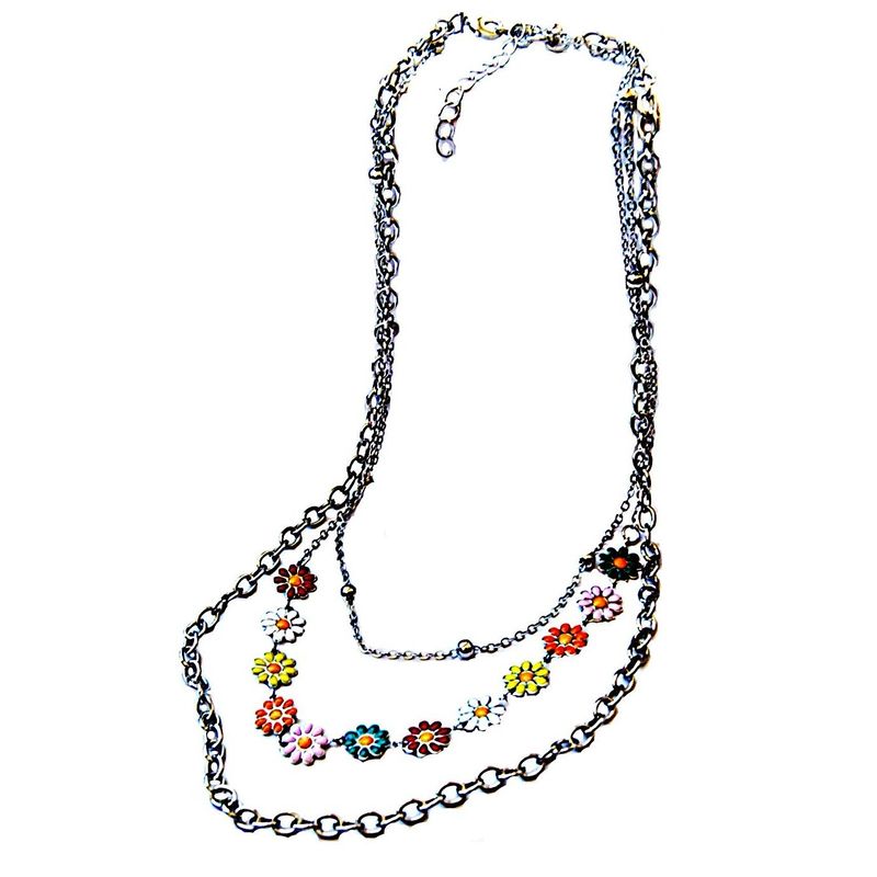VIVAFELICIA - Collar Gargantilla Florecitas Plateado