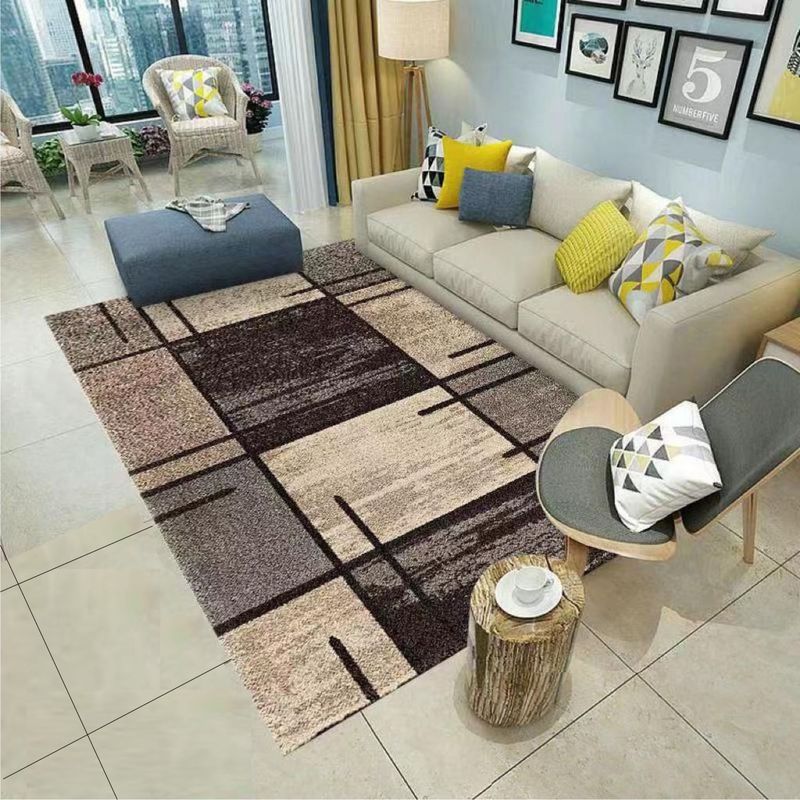 GENERICO - ALFOMBRA O TAPETE CON DISEÑO CUADROS CAFE 180X200CM TENG